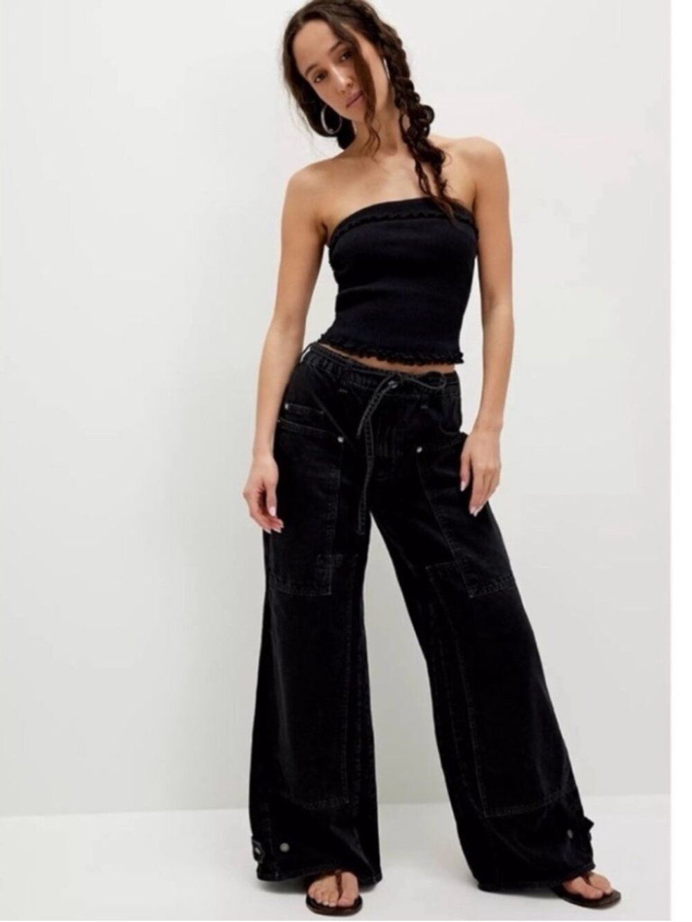 Free People Outlaw Utility Jeans in Washed Black